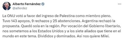 El mensaje de Alberto Fernández contra Milei
