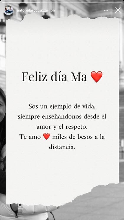 El mensaje de Anto Roccuzzo para su mamá en su día.
