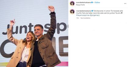 El mensaje de Belén Ludueña para Jorge Macri (Foto: Captura Instagram/@mariabelenluduena)