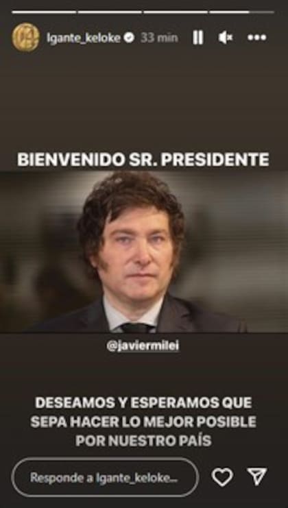 El mensaje de bienvenida de L-Gante a Javier Milei