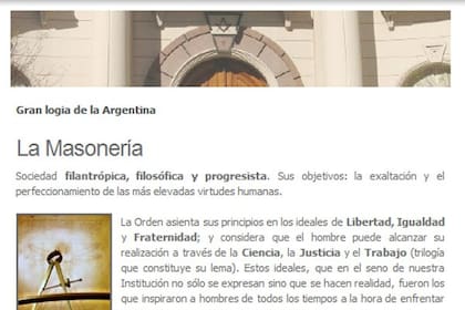 El mensaje de bienvenida del sitio web de la Gran Logia de Libres y Aceptados Masones