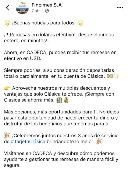 El mensaje de Cadeca sobre cómo recibir remesas desde EE.UU.
