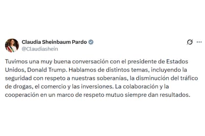 El mensaje de Claudia Sheinbaum en redes tras la charla con Donald Trump