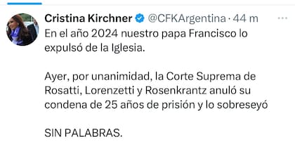 El mensaje de Cristina Kirchner contra la Corte