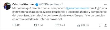 El mensaje de Cristina Kirchner por las elecciones 2025 en Santa Fe