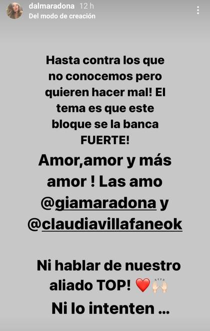 El mensaje de Dalma Maradona tras la polémica que se generó por la tumba de su padre