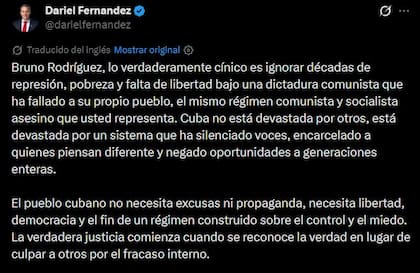 El mensaje de Dariel Fernández en redes sociales
