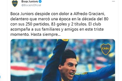 El mensaje de despedida a Alfredo Graciani en la cuenta oficial de Twitter de Boca