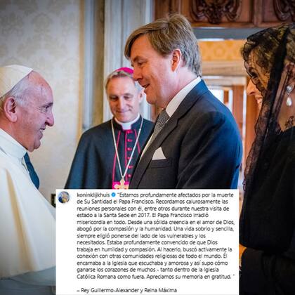 El mensaje de despedida del rey Guillermo Alejandro y la reina Máxima para el papa Francisco (Foto: Instagram @koninklijkhuis)