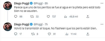 El mensaje de Diego Poggi tras la caída del perro a la pileta (Foto: Captura Twitter/@Poggi)