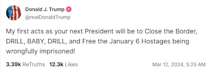 El mensaje de Donald Trump en su red social Truth Social acerca de sus primeras acciones como presidente de EE.UU.