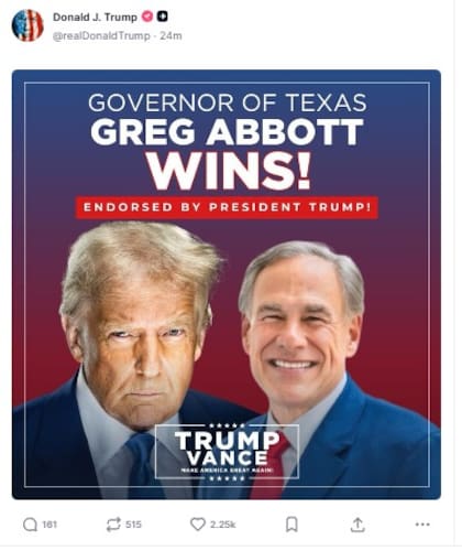 El mensaje de Donald Trump para Greg Abbott