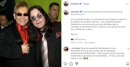 El mensaje de Elton John tras la muerte de Ozzy