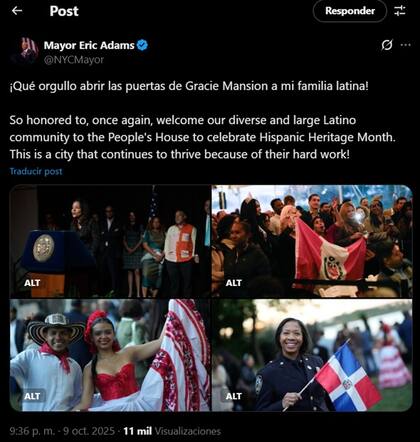 El mensaje de Eric Adams por el Mes de la Herencia Hispana