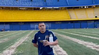 El mensaje de felices fiestas de Riquelme, en la Bombonera, en diciembre pasado