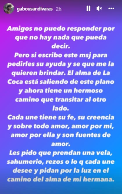 El mensaje de Gabo Usandivaras tras la muerte de su hermana Giselle (Foto: Captura Instagram/@gabousandivaras)