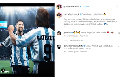 El mensaje de Gabriel Batistuta para Lionel Messi