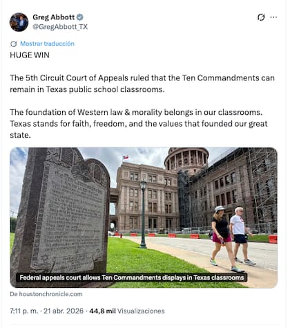 El mensaje de Greg Abbott sobre la medida