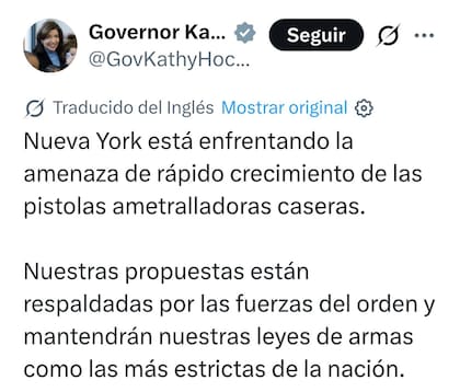 El mensaje de Hochul sobre las armas en Nueva York