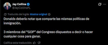 El mensaje de Jay Collins contra Byron Donalds