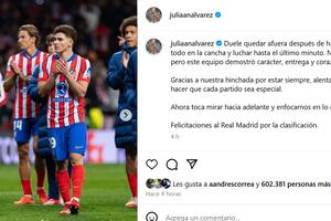 El mensaje de Julián Alvarez el día después de la eliminación de Atlético de Madrid ante Real por la Champions League