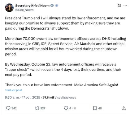 El mensaje de Kristi Noem para los trabajadores