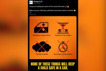 El mensaje de la agencia federal sobre las situaciones que no darán más seguridad si se deja a los niños dentro del auto