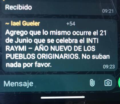 El mensaje de la directora de Comunicaciones y Relaciones Institucionales de la Administración de Parques Nacionales (APN), Iael Gueler, que generó polémica