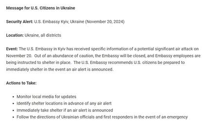 El mensaje de la embajada estadounidense en Kiev