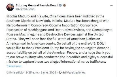 El mensaje de la fiscal general Pamela Bondi