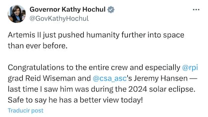 El mensaje de la funcionaria tras el éxito de Artemis II