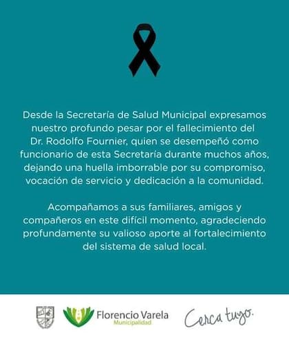 El mensaje de la Municipalidad de Florencio Varela tras la muerte de Fournier