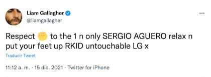 El mensaje de Liam Gallagher para el Kun Agüero