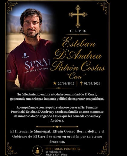 El mensaje de luto que emitió el municipio de El Carril, de donde era oriundo Esteban