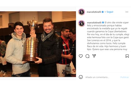 El mensaje de Marcelo Tinelli para su hijo en Instagram