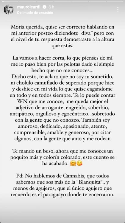 El mensaje de Mauro Icardi a Moria Casán