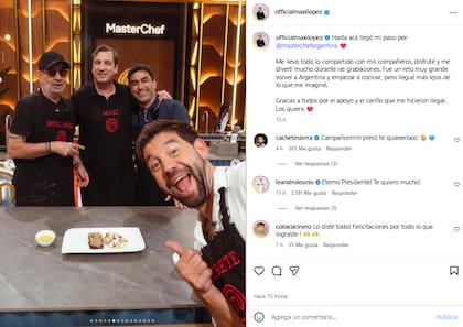 El mensaje de Maxi López en Instagram tras finalizar su paso por MasterChef (Foto: Instagram @officialmaxilopez)