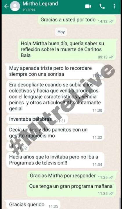 El mensaje de Mirtha Legrand tras la muerte de Carlitos Balá (Foto: Twitter @Juanetchegoyen)
