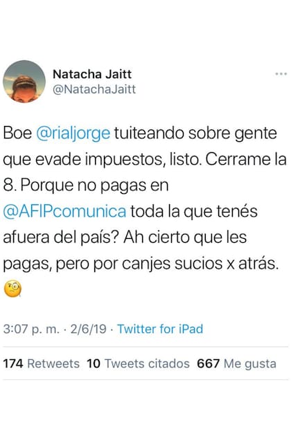 El mensaje de Natacha Jaitt contra Jorge Rial días antes de morir