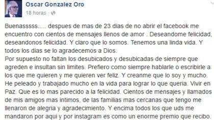 El mensaje de Oscar González Oro para sus seguidores