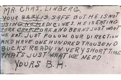 El mensaje de rescate que recibió Charles Lindbergh en marzo de 1932 