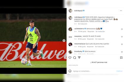 El mensaje de Rodrigo De Paul (Foto Instagram @rodridepaul)