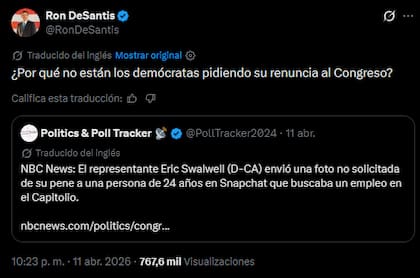 El mensaje de Ron DeSantis en redes sociales