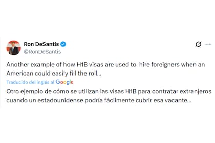 El mensaje de Ron DeSantis sobre las visas H-1B