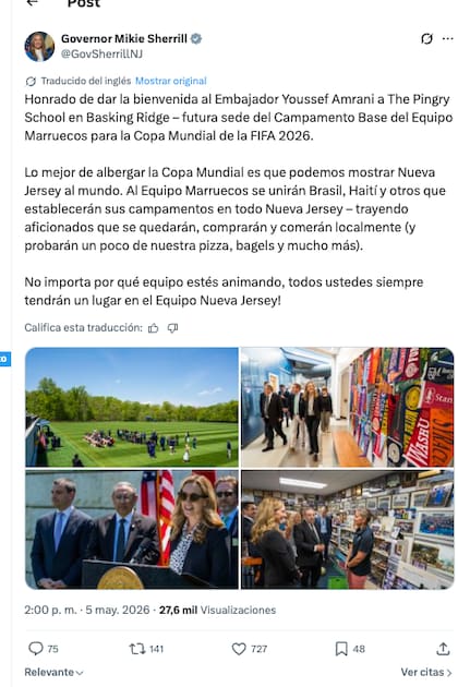 El mensaje de Sherrill sobre el mundial