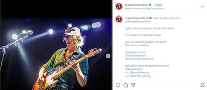 El mensaje de Skay en su cuenta de Instagram