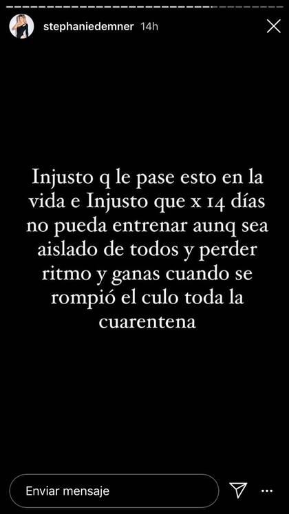 El mensaje de Stephanie Demner, indignada con lo que le pasó a su novio. Crédito: Instagram