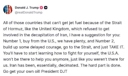 El mensaje de Trump de este martes contra los aliados