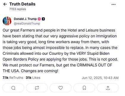 El mensaje de Trump sobre la mano de obra extranjera