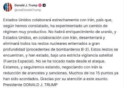 El mensaje de Trump tras la tregua